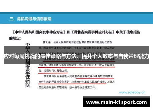 应对每周挑战的最佳策略与方法,提升个人效率与自我管理能力 应对每周挑战的最佳策略与方法,提升个人效率与自我管理能力